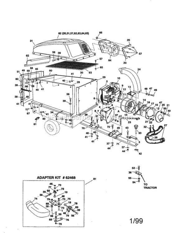 Page B Diagram and Parts List for 48624505  Craftsman Leaf Blower / Vacuum