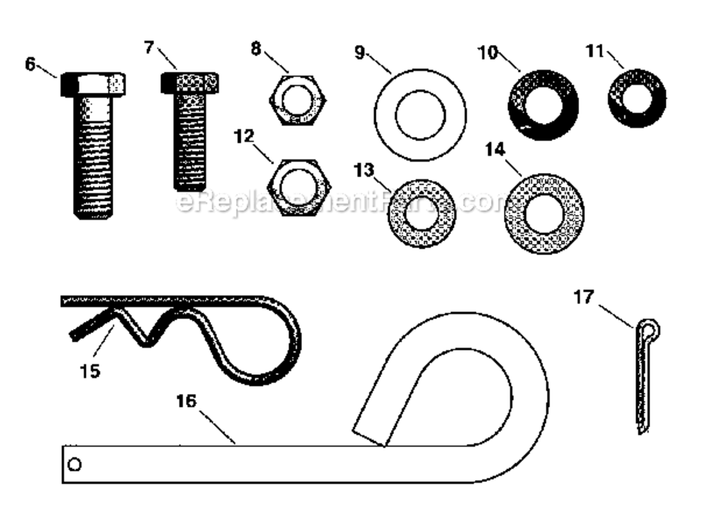 Hardware Diagram and Parts List for 48624540  Craftsman Log Splitter