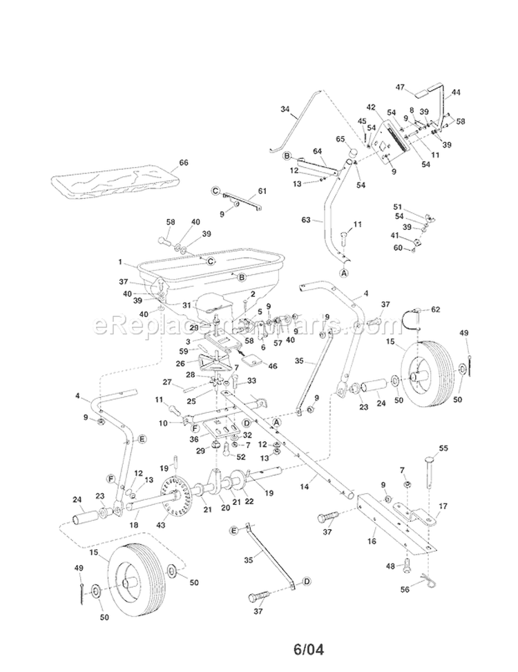 Spreader Diagram and Parts List for 48624595  Craftsman Spreader