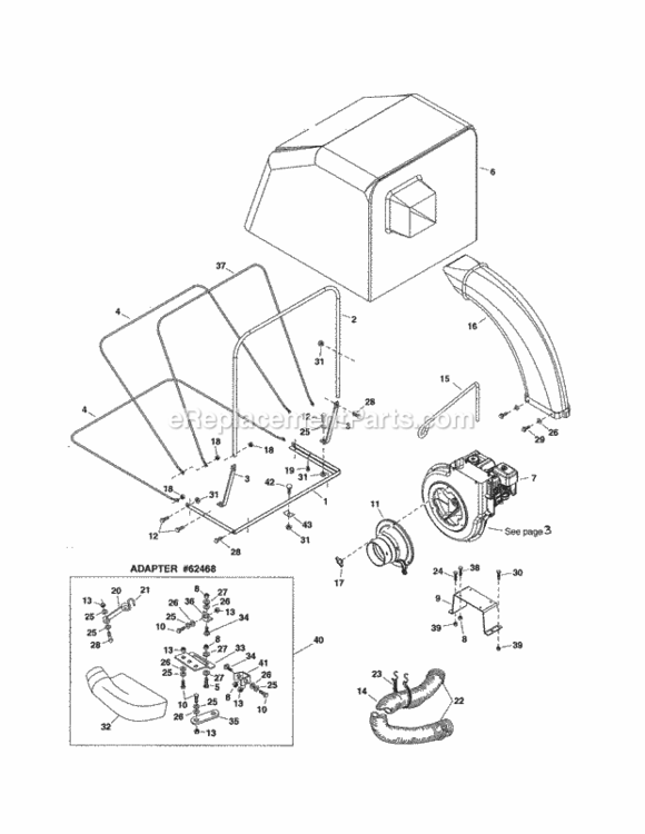 Page B Diagram and Parts List for 486247072  Craftsman Leaf Blower / Vacuum