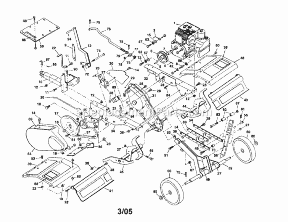 Page A Diagram and Parts List for 486252443  Craftsman Tiller