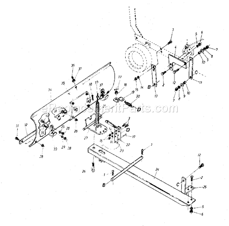 Replacement Parts Diagram and Parts List for 486254071  Craftsman Snow Blower