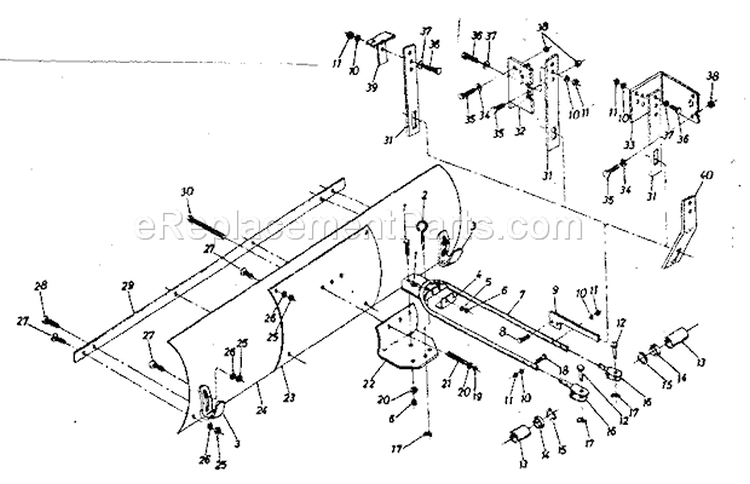 32" Blade Assembly Diagram and Parts List for 486290940  Craftsman Snow Blower