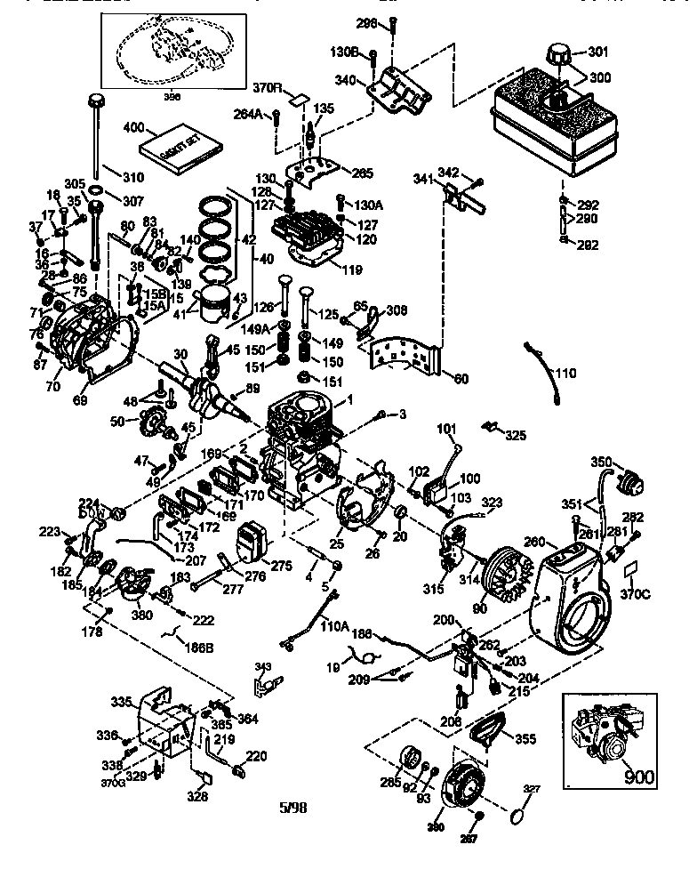 Engine Diagram and Parts List for 143988501  Craftsman Engine