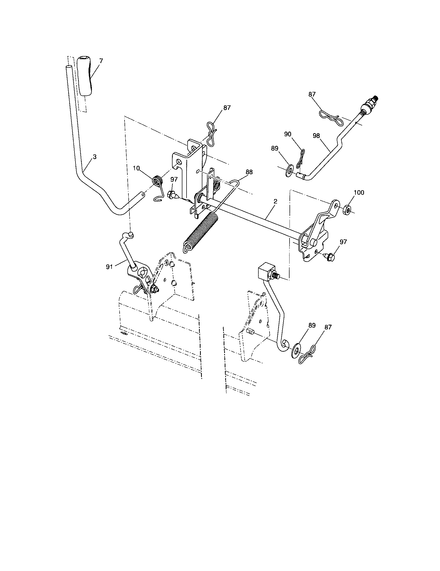 Lift Assembly Diagram and Parts List for 917287281  Craftsman Lawn Tractor