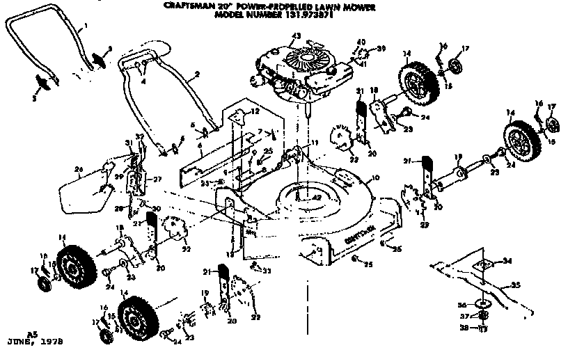 Mower Deck Diagram and Parts List for 131973871  Craftsman Lawn Mower