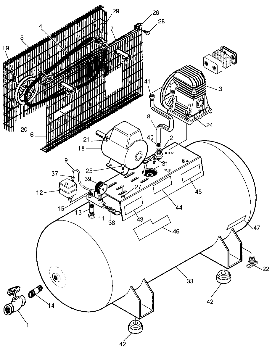 Default Diagram and Parts List for 919-17745 Type 2 Craftsman Compressor
