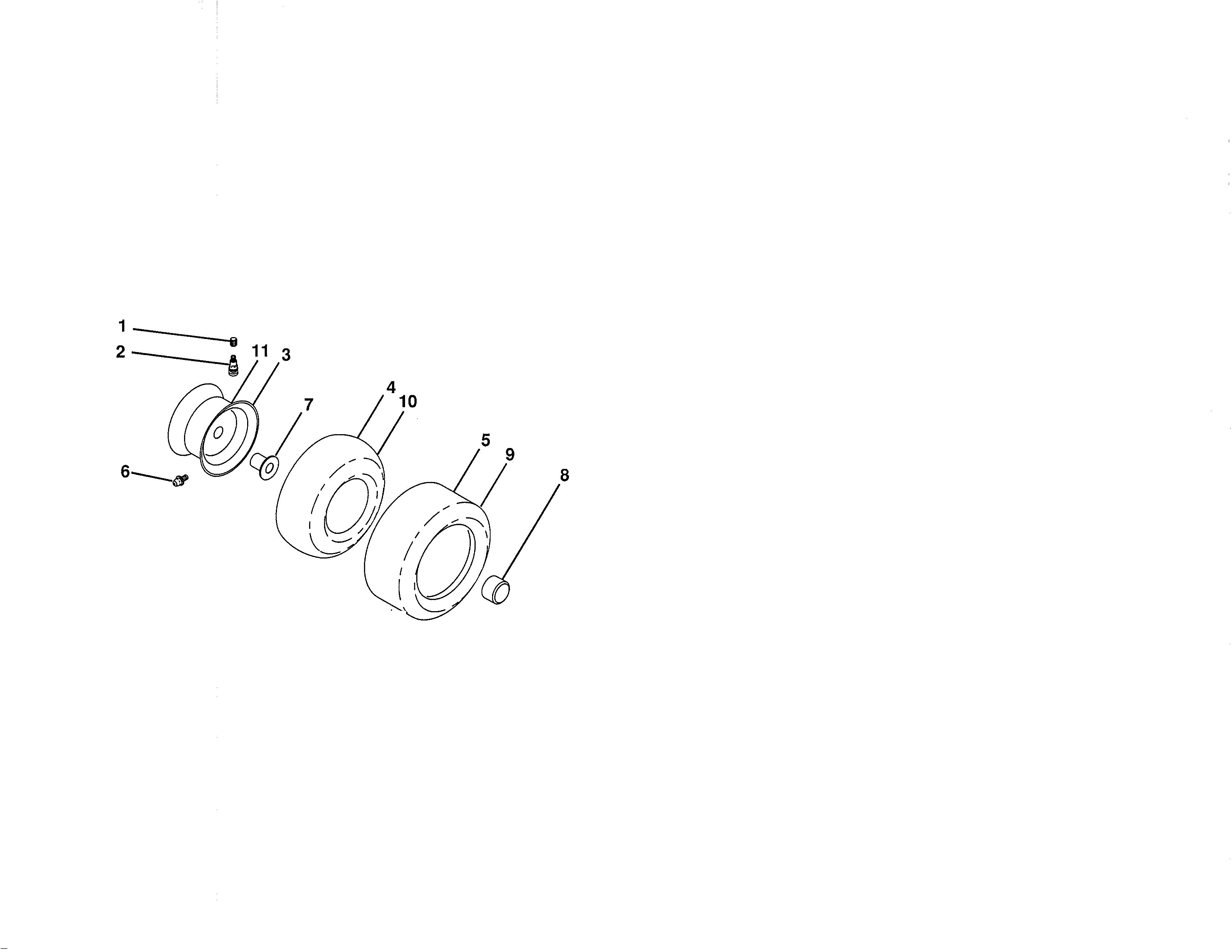 Wheels & Tires Diagram and Parts List for 917990360  Craftsman Lawn Tractor