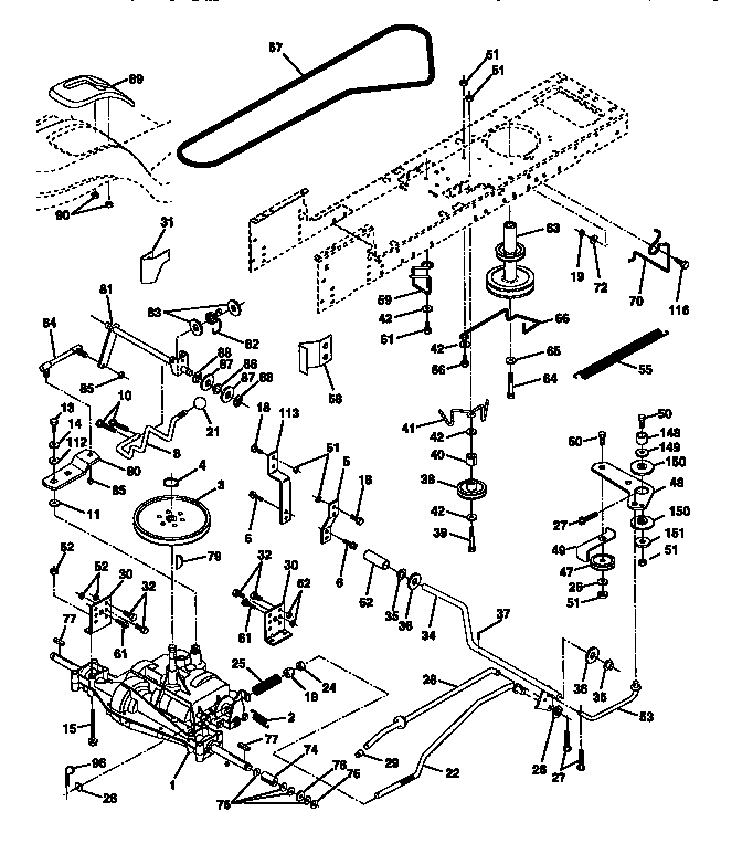Ground Drive Diagram and Parts List for 917271110  Craftsman Lawn Tractor