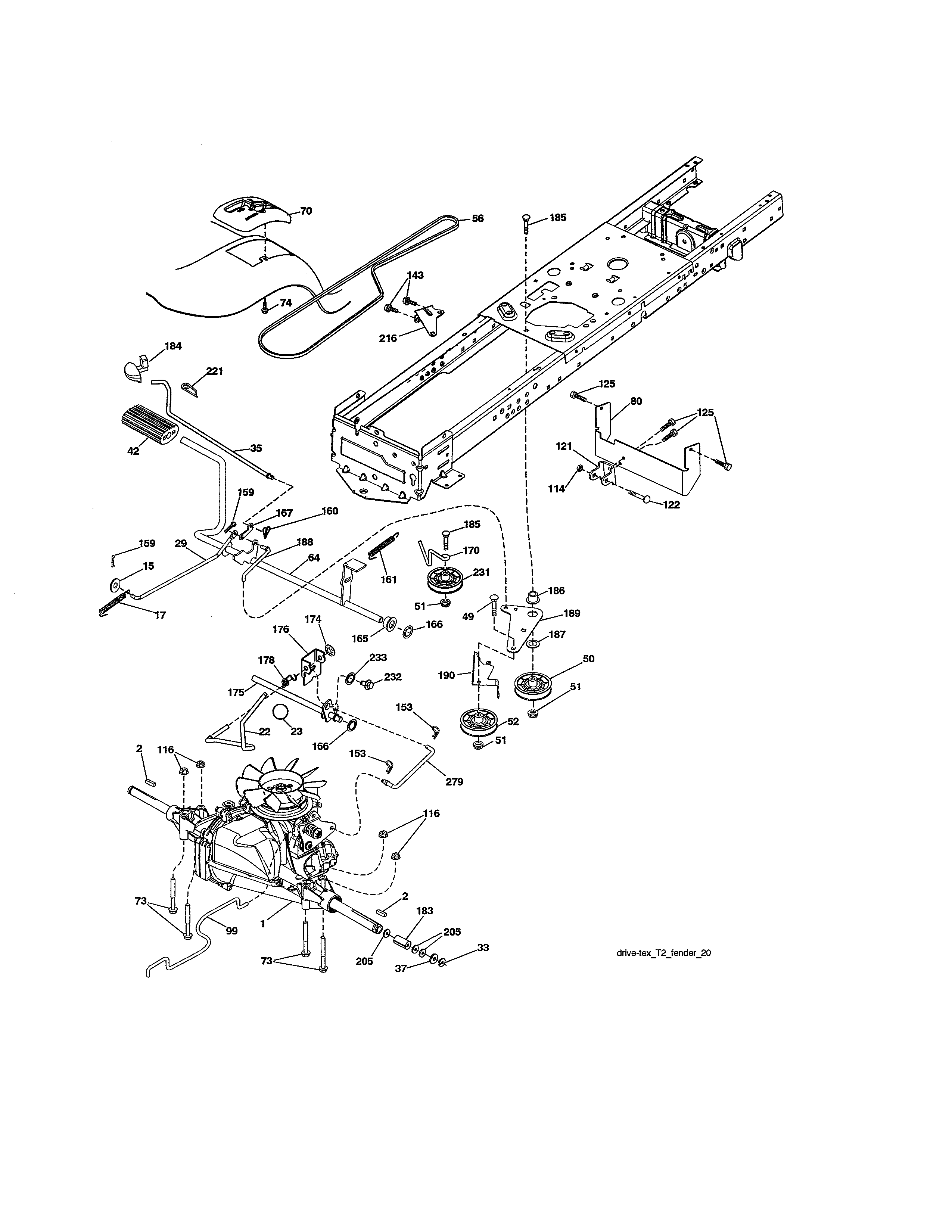 Ground Drive Diagram and Parts List for 917986331  Craftsman Lawn Tractor