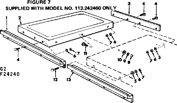 Extension Table Diagram and Parts List for 11324240  Craftsman Power Motor
