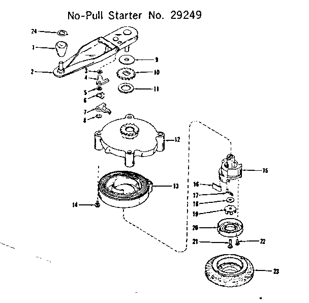 No-pull Starter No. 29249 Diagram and Parts List for 143124041  Craftsman Engine