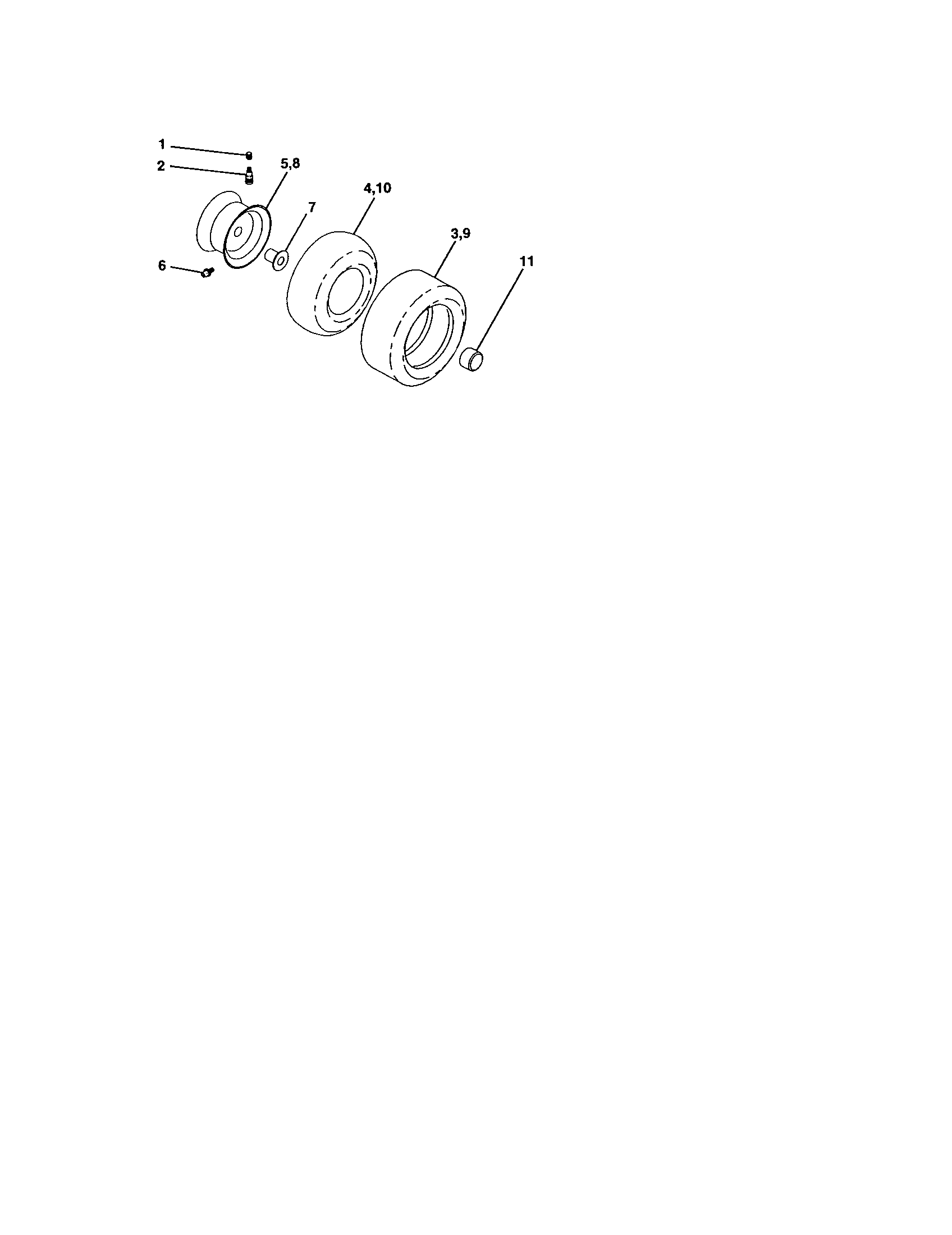 Wheels And Tires Diagram and Parts List for 917273620  Craftsman Lawn Tractor