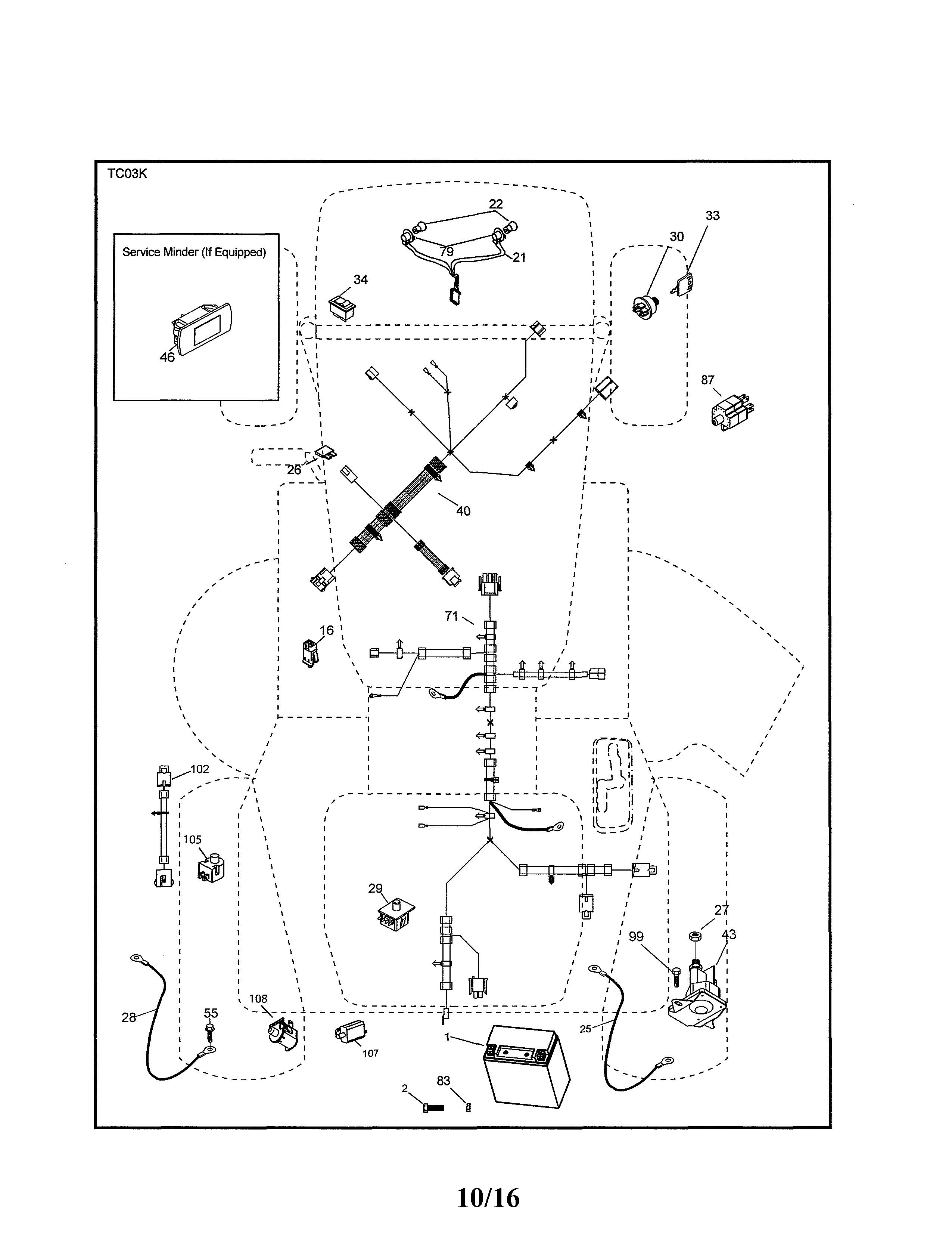 Electrical Diagram and Parts List for 917991650  Craftsman Lawn Tractor