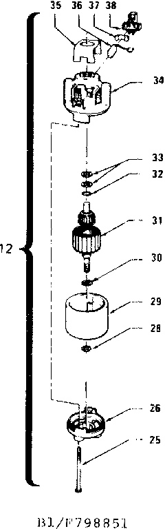Motor Assembly Diagram and Parts List for 257798851  Craftsman Snow Blower