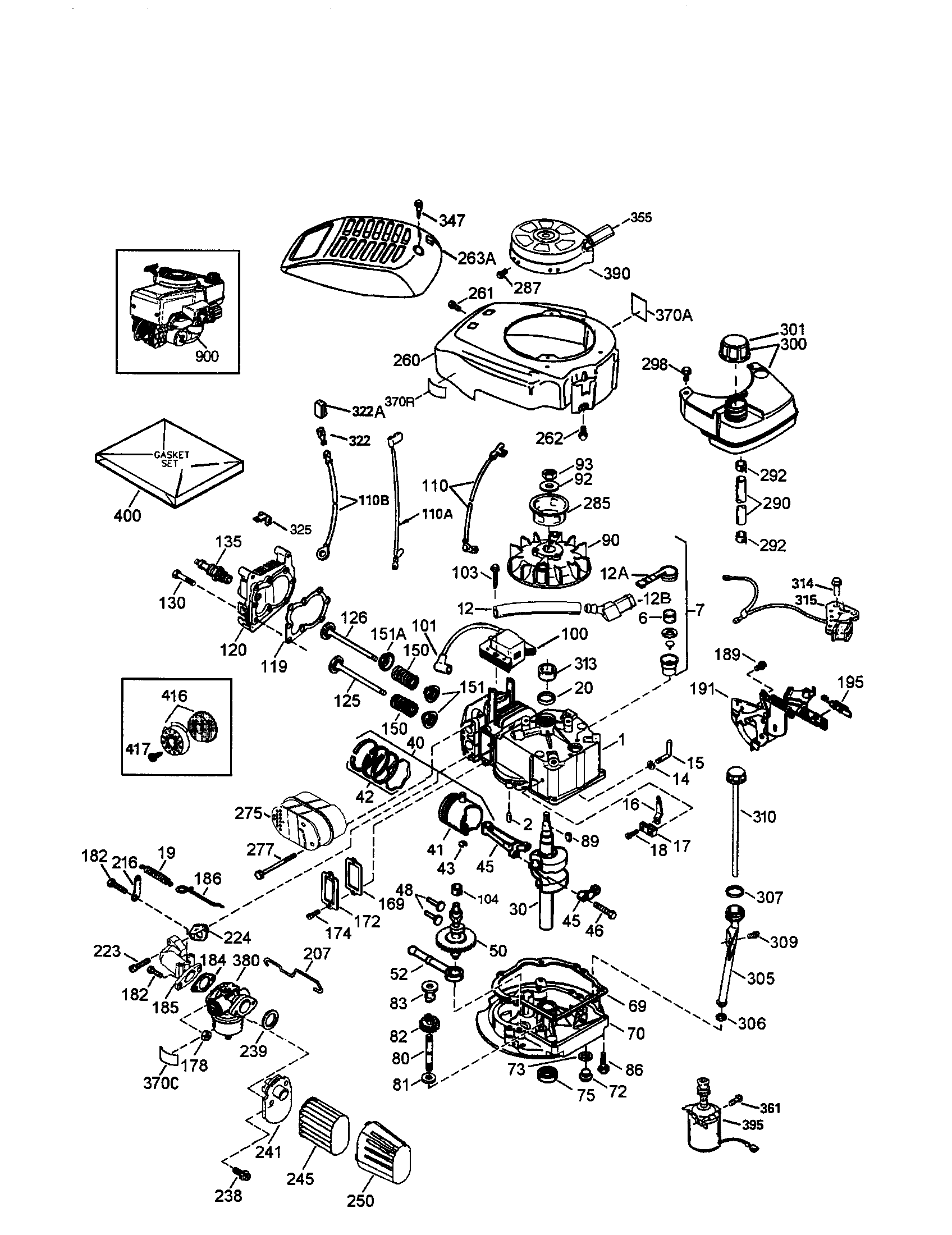 Engine Diagram and Parts List for 143006712  Craftsman Engine