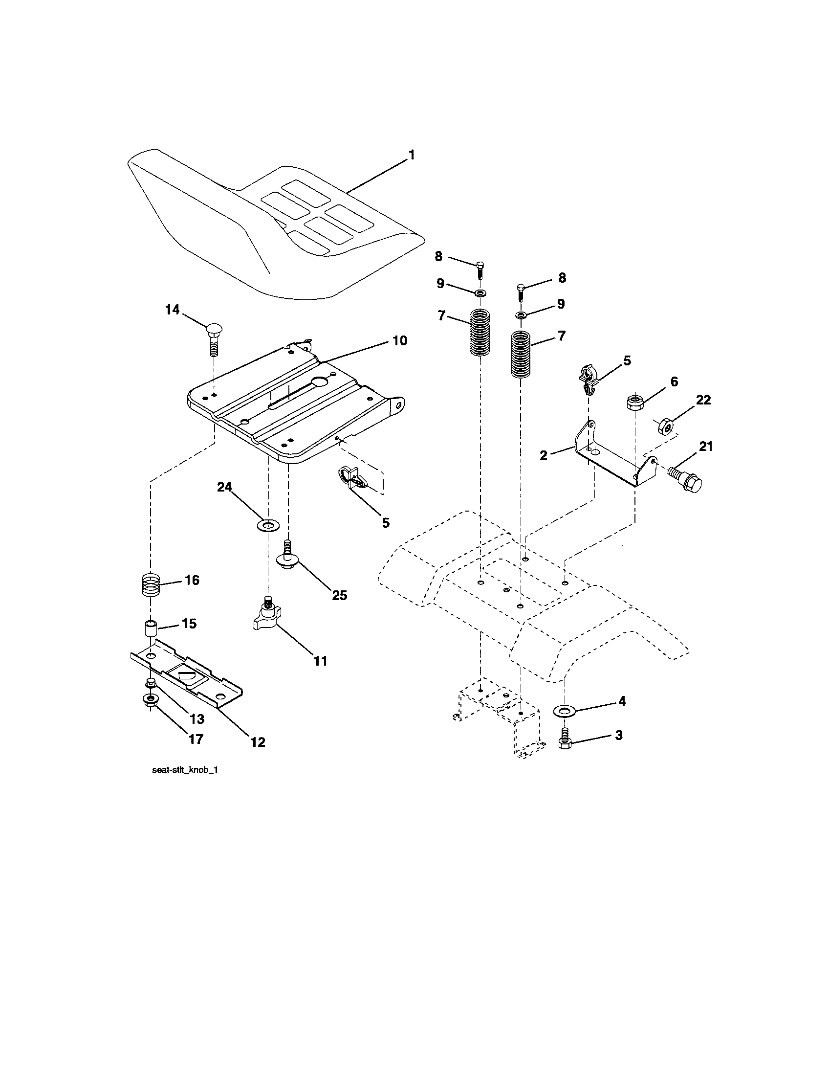 Seat Diagram and Parts List for 917288050  Craftsman Lawn Tractor