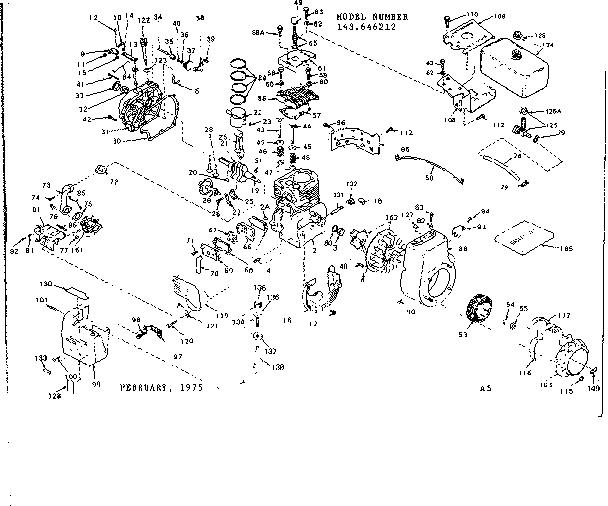 Engine Diagram and Parts List for 143646212  Craftsman Engine