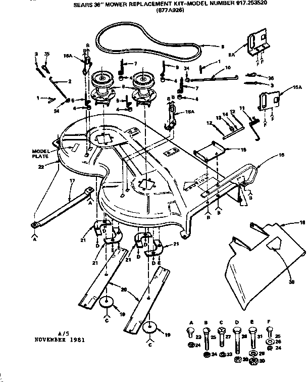 Replacement Parts Diagram and Parts List for 917253520  Craftsman Lawn Mower