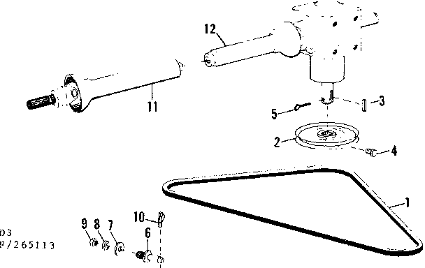 Half Drive Shaft Diagram and Parts List for 842265113  Craftsman Lawn Tractor