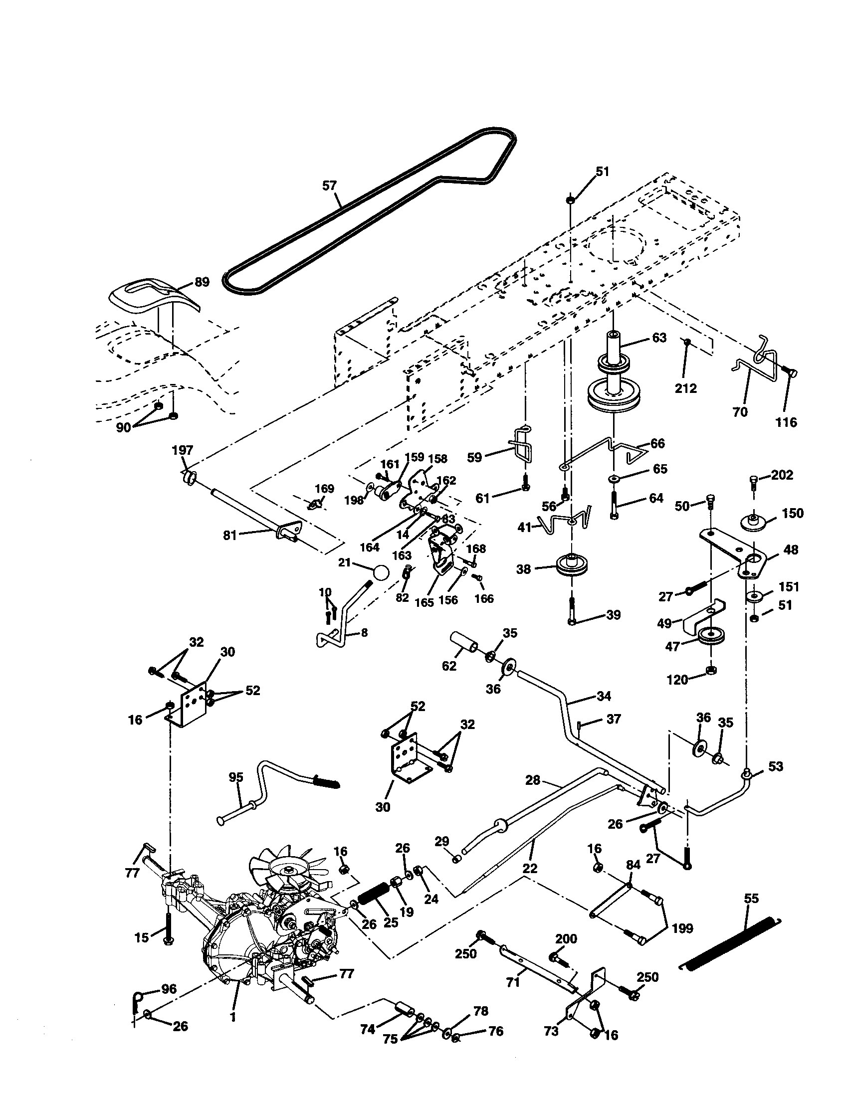 Drive Diagram and Parts List for 917277050  Craftsman Lawn Tractor
