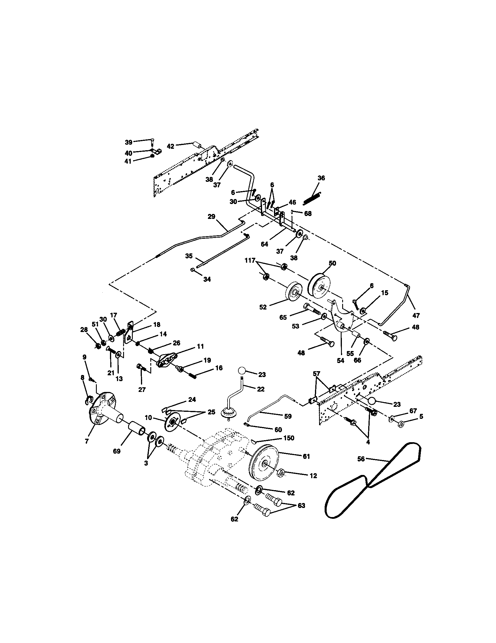 Ground Drive Diagram and Parts List for 917272955  Craftsman Lawn Tractor