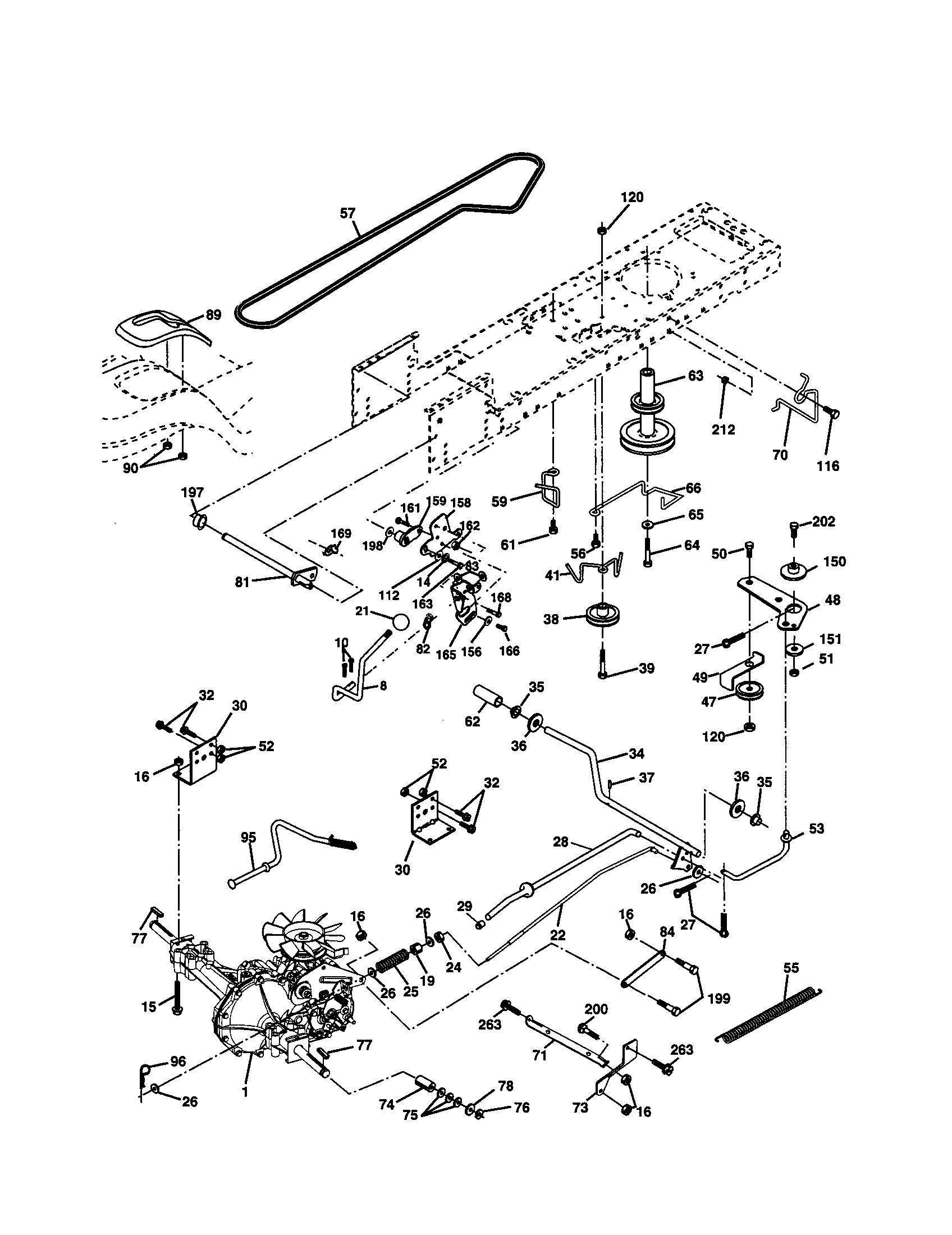 Drive Diagram and Parts List for 917277442  Craftsman Lawn Tractor