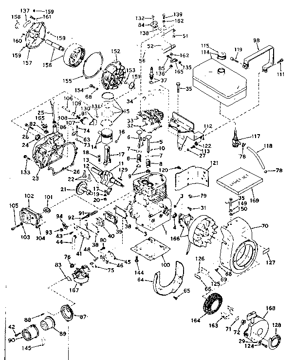Basic Engine Diagram and Parts List for 143575042  Craftsman Engine