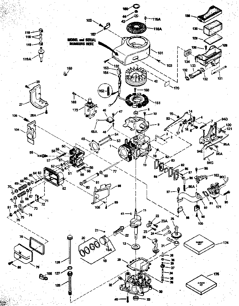 Replacement Parts Diagram and Parts List for 143396092  Craftsman Engine