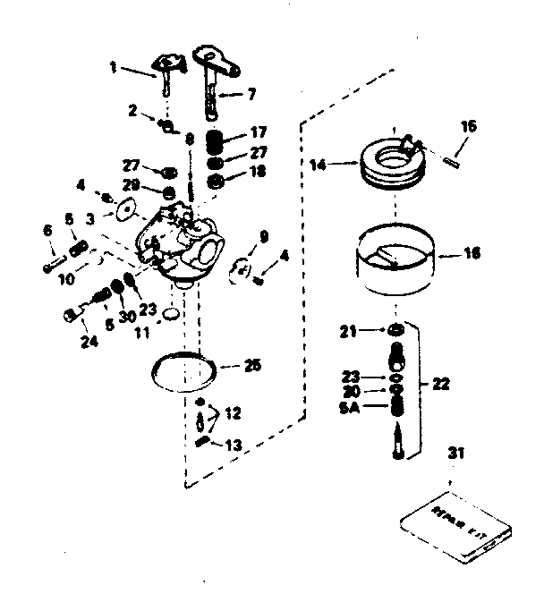 Carburetor No. 632176a Diagram and Parts List for 143786172  Craftsman Engine