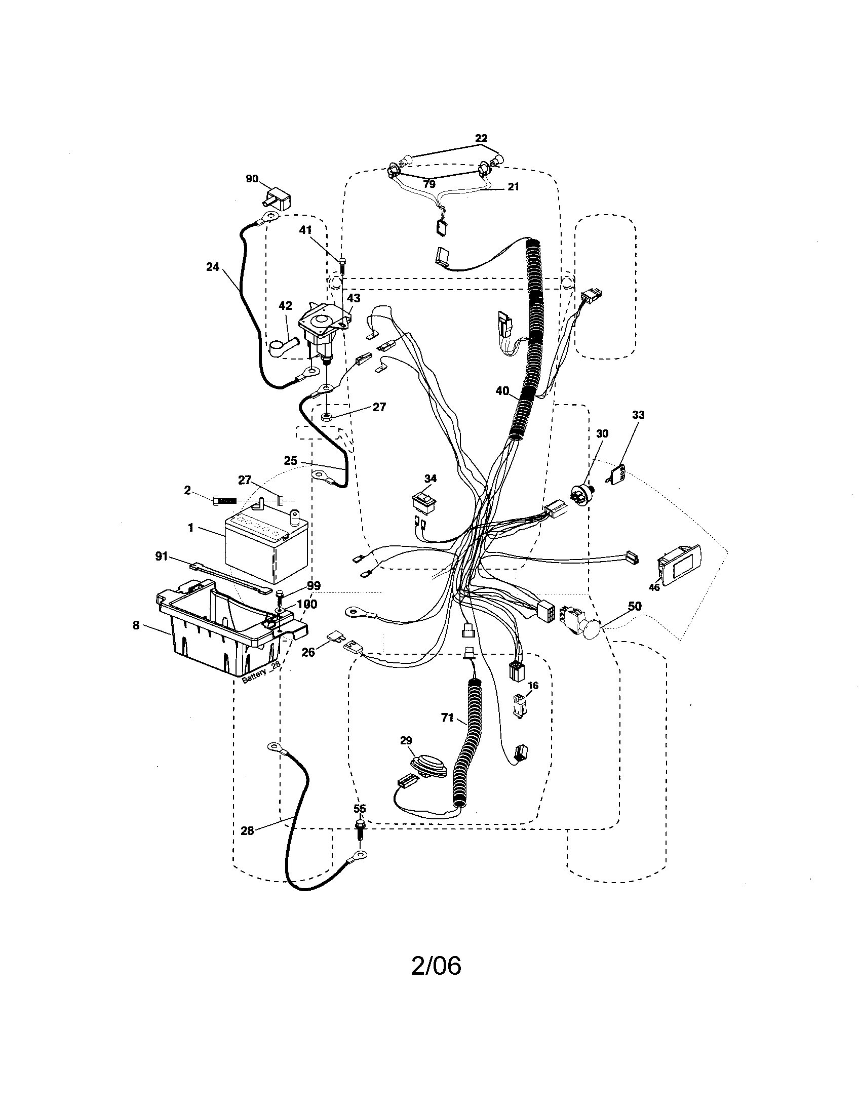 Electrical Diagram and Parts List for 917276882  Craftsman Lawn Tractor