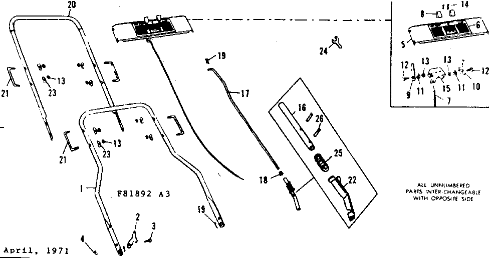 Control Mount Plate Assembly Diagram and Parts List for 53681892  Craftsman Lawn Mower