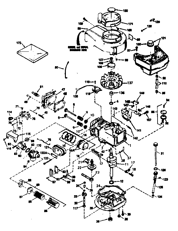 Engine Diagram and Parts List for 143384232  Craftsman Engine
