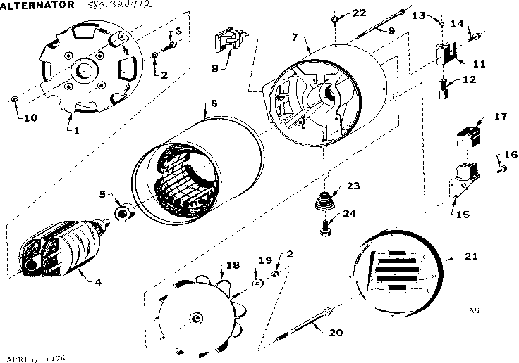 Stator Assembly Diagram and Parts List for 580320412  Craftsman Engine