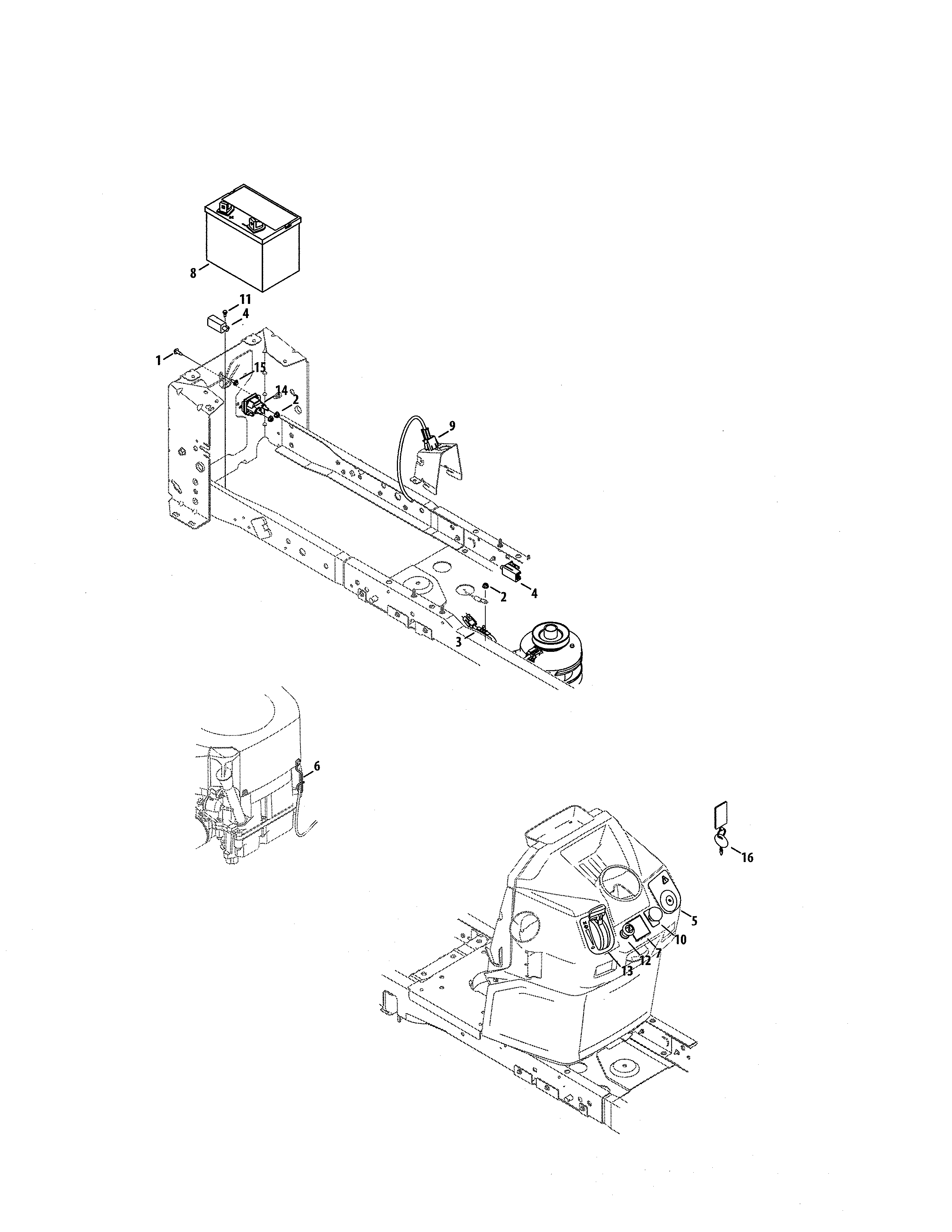 Battery/dash Harness Diagram and Parts List for 247204420  Craftsman Lawn Tractor