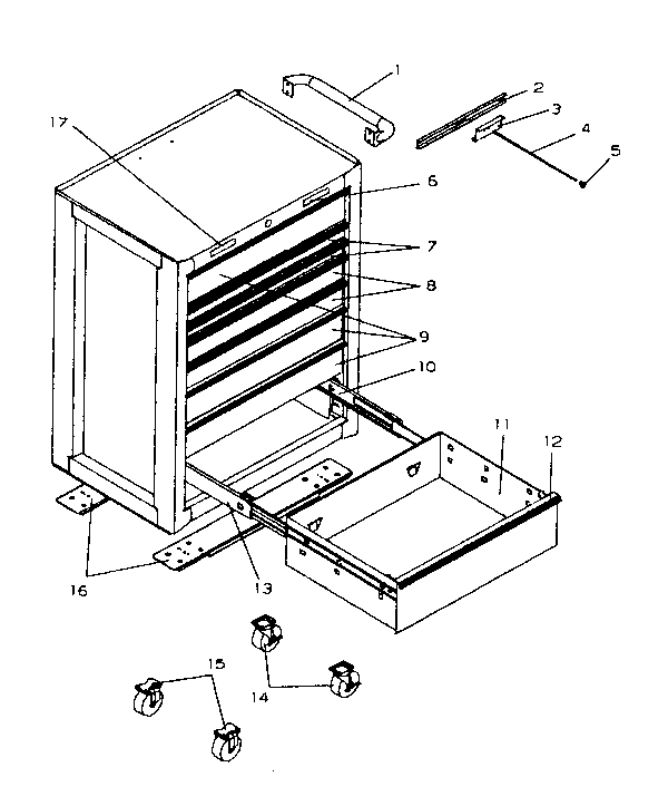Chest Diagram and Parts List for 706597193  Craftsman Tool Stand & Cart