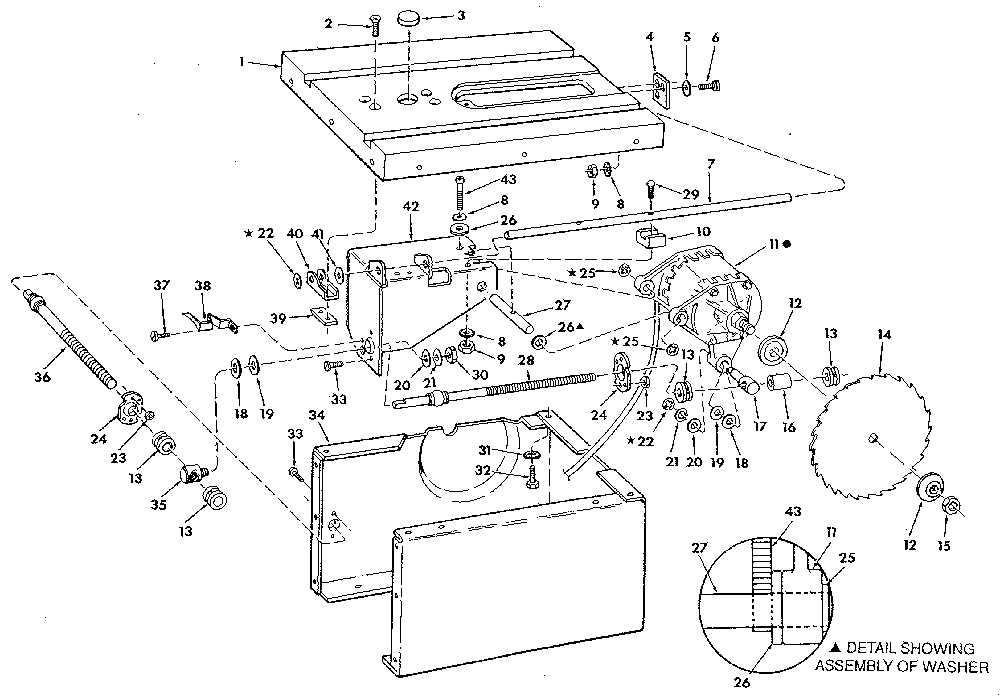 Figure 2 Diagram and Parts List for 113226670  Craftsman Table Saw