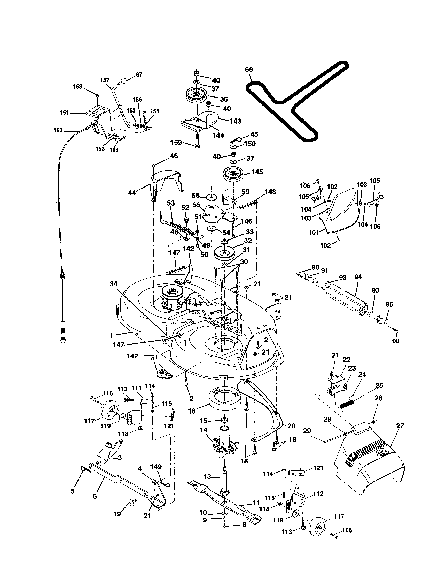 Mower Deck Diagram and Parts List for 917253780  Craftsman Lawn Tractor