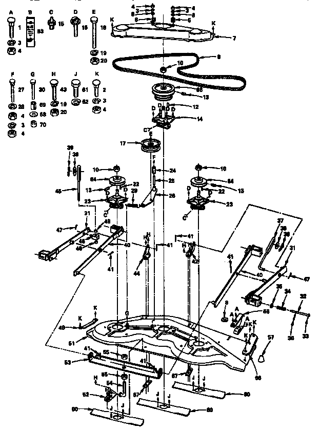 Mower Deck- Key Parts 1-36 Diagram and Parts List for 917253652  Craftsman Lawn Mower