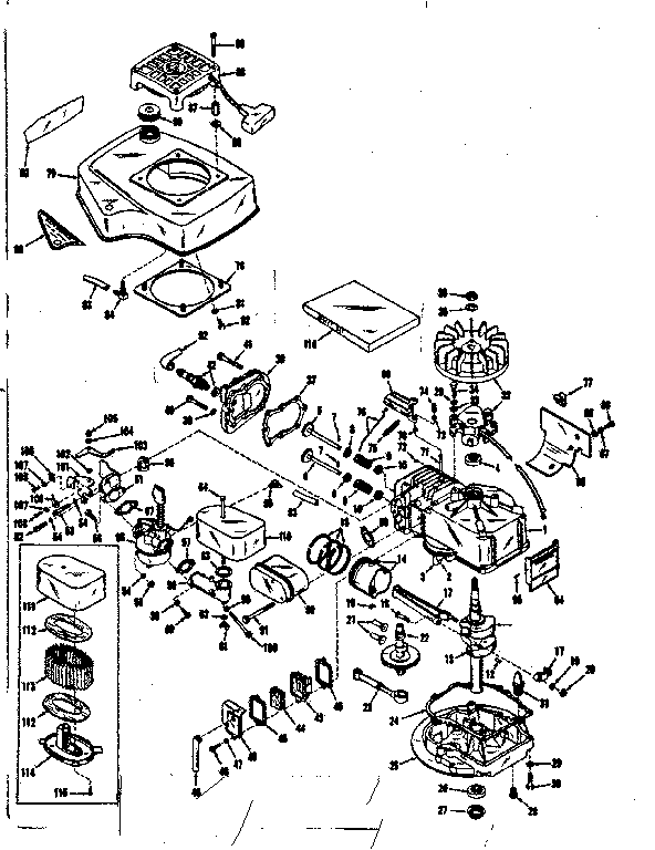Basic Engine Diagram and Parts List for 14350030  Craftsman Engine