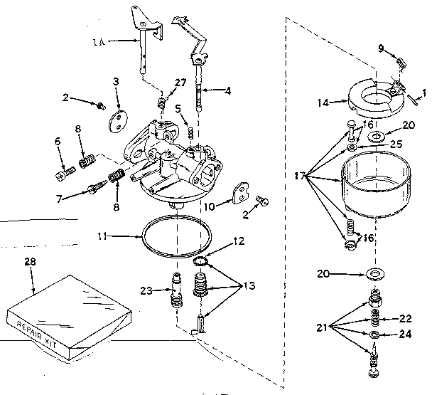Carburetor Diagram and Parts List for 143589012  Craftsman Engine