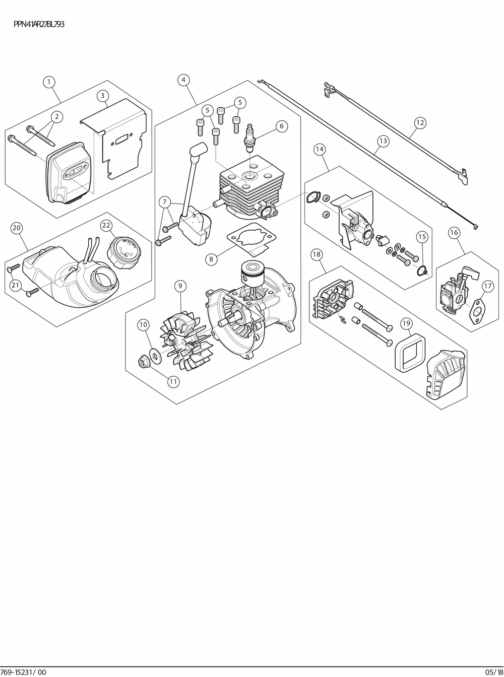 Diagram Diagram and Parts List for CMXGAAMR27BL Type 2018 Craftsman Leaf Blower / Vacuum