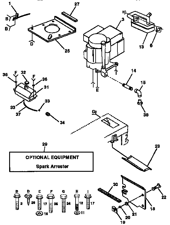 Engine Diagram and Parts List for 917257630  Craftsman Lawn Tractor