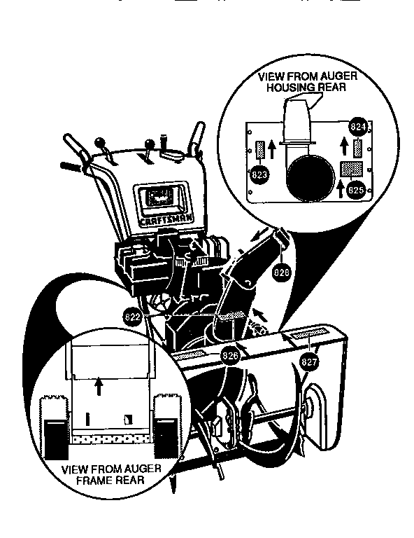 Decals Diagram and Parts List for 536886390  Craftsman Snow Blower