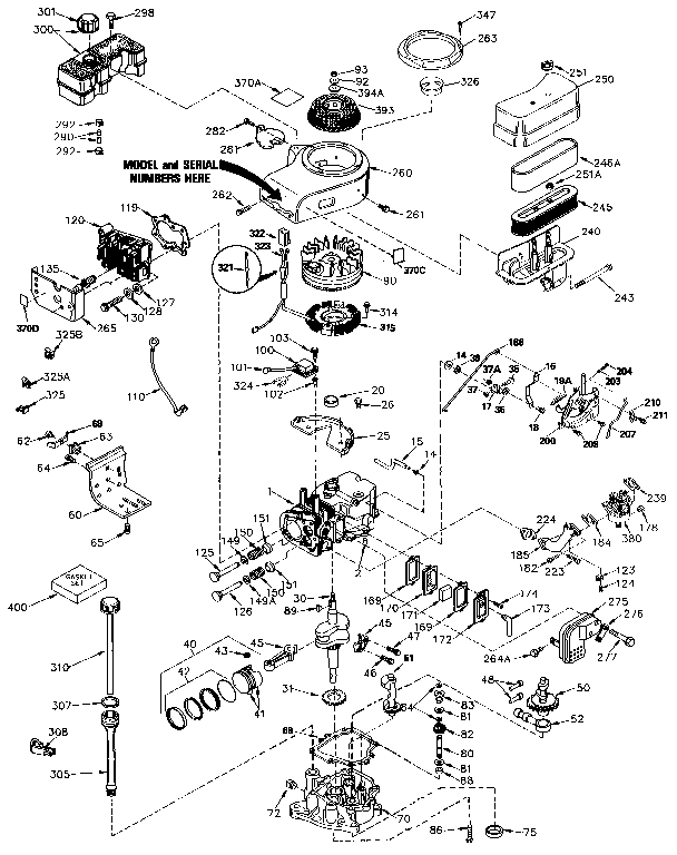 Replacement Parts Diagram and Parts List for 143436082  Craftsman Engine