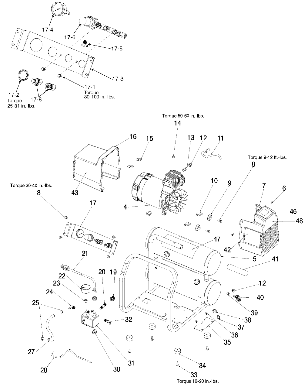 Default Diagram and Parts List for 919-16746 Type 0 Craftsman Compressor