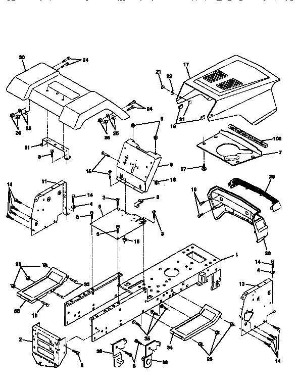 Chassis And Enclosures Diagram and Parts List for 917256510  Craftsman Lawn Tractor