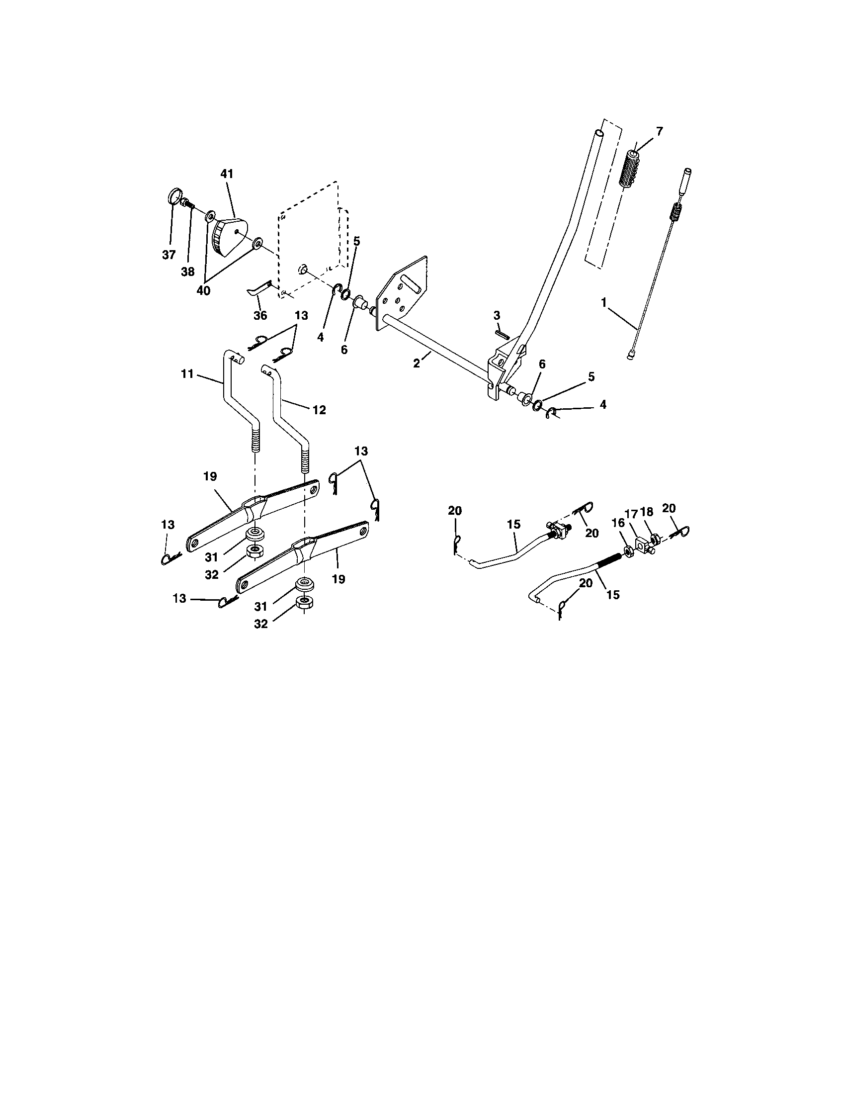 Lift Assembly Diagram and Parts List for 917273600  Craftsman Lawn Tractor