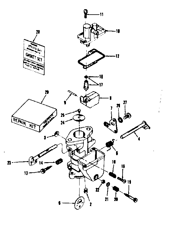 Carburetor Diagram and Parts List for 14336252  Craftsman Engine