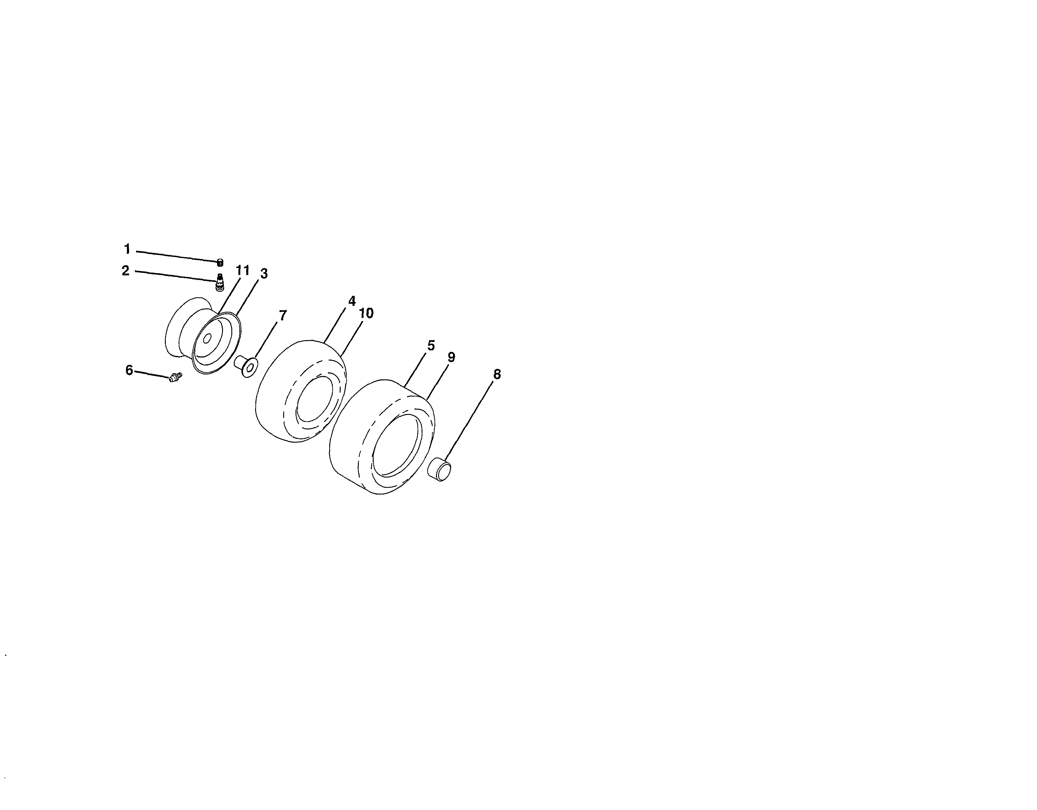 Wheels & Tires Diagram and Parts List for 917250820  Craftsman Lawn Tractor